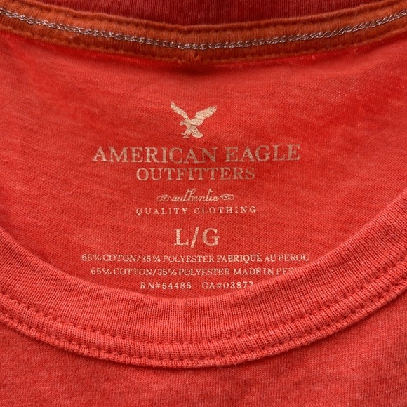 American Eagle Outfitters Orange Distressed SS Tee AEO Embossed Letters L - Picture 6 of 15